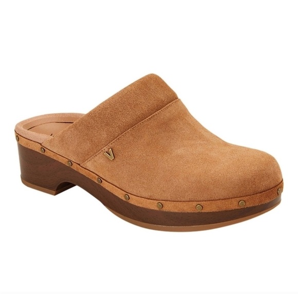 Vionic Shoes - NWOT Vionic Day Kacie Suede Studded in Toffee Heeled Clogs
